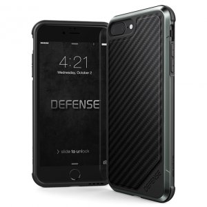 Противоударный чехол накладка X-Doria Defence Lux для iPhone 8 Plus Черный Карбон