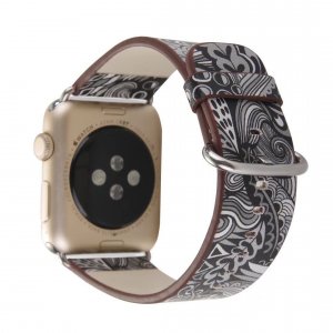 Ремешок кожаный для Apple Watch (42 мм) Черно-белый