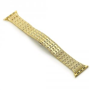 Браслет стальной с камнями для Apple Watch (42мм) Золотой