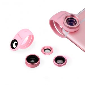 Набор объективов Momax 4 в 1 Superior Lens Kit для смартфонов Розовый