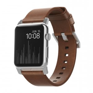 Ремешок кожаный Nomad Modern для Apple Watch (42мм) Серебряная застежка
