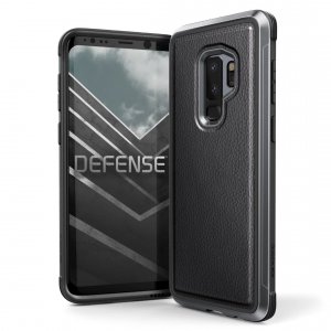 Противоударный кожаный чехол накладка X-Doria Defense Lux для Samsung Galaxy S9 Plus Черный
