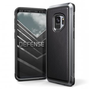 Противоударный кожаный чехол накладка X-Doria Defense Lux для Samsung Galaxy S9 Черный