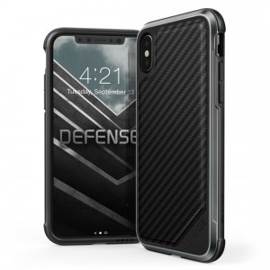 Противоударный чехол накладка X-Doria Defense Lux для iPhone X Черный карбон