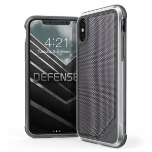 Противоударный чехол накладка X-Doria Defense Lux для iPhone X Серый нейлон