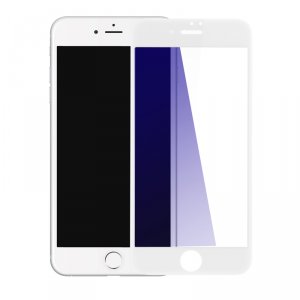 Защитное стекло с силиконовыми краями Baseus Anti-bluelight для iPhone 8 Plus Белое
