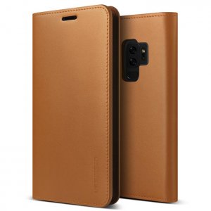 Кожаный чехол книжка VRS Design Genuine Leather для Samsung Galaxy S9 Plus Коричневый