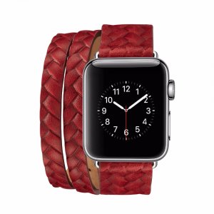 Кожаный ремешок Genuine Leather Band для Apple Watch 1 / 2 / 3 (42мм) Красный