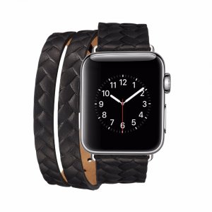 Кожаный ремешок Genuine Leather Band для Apple Watch 1 / 2 / 3 (42мм) Черный