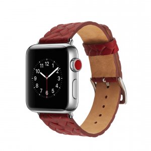 Кожаный ремешок Genuine Leather для Apple Watch 1 / 2 / 3 (42мм) Красный