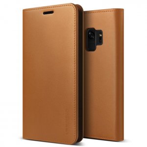 Кожаный чехол книжка VRS Design Genuine Leather для Samsung Galaxy S9 Коричневый