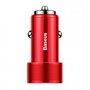 Автомобильная зарядка Baseus Small Screw Dual USB Quick Charge 36W Красная