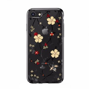 Чехол накладка Swarovski Kingxbar Flowers для iPhone 8 Черный