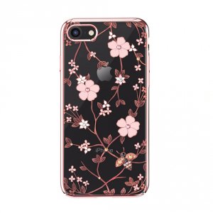 Чехол накладка Swarovski Kingxbar Flowers для iPhone 8 Розовый