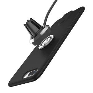Чехол накладка + держатель с беспроводной зарядкой в воздуховод Baseus Magnetic Wireless Charging для iPhone 8 Plus Черный
