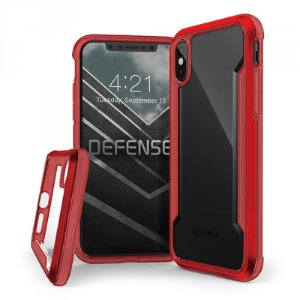 Противоударный чехол накладка X-Doria Defense Shield Clear для iPhone X Красный