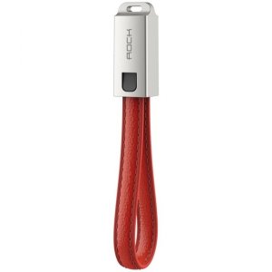 Кабель Rock USB - Lightning Leather 14см Красный