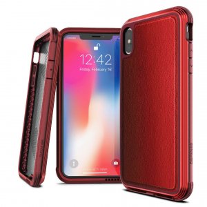 Противоударный кожаный чехол накладка X-Doria Defense Lux для iPhone Xs Max Красный