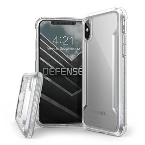 Противоударный чехол накладка X-Doria Defense Shield Clear для iPhone X Серебро