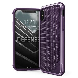 Противоударный чехол накладка X-Doria Defense Lux для iPhone X Фиолетовый нейлон