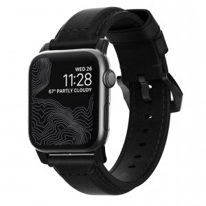 Кожаный ремешок Nomad Traditional для Apple Watch (44мм) Черный с черной застежкой