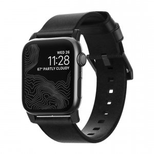 Кожаный ремешок Nomad Modern для Apple Watch (42мм) Черный с черной застежкой