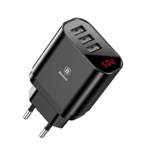 Зарядное устройство для телефона Baseus Mirror Lake Travel Charger 3 USB Черное