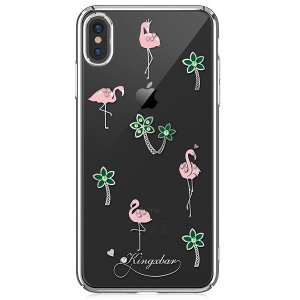 Чехол накладка Swarovski Kingxbar Tropical Flamingo для iPhone Xs Max Серебро