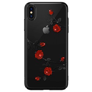 Чехол накладка Swarovski Kingxbar Blossom Roses для iPhone Xs Max Черный