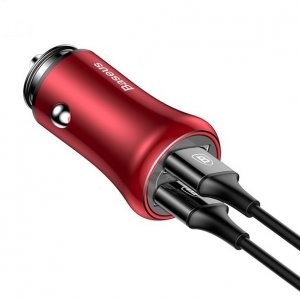 Автомобильная зарядка для телефона Baseus Gentleman Smart Car Charger 2 USB 4.8A Красная