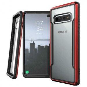 Противоударный чехол накладка X-Doria Defense Shield для Samsung Galaxy S10 Plus Красный
