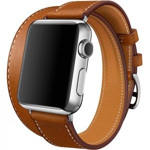 Ремешок кожаный HM Style Double Tour для Apple Watch 1 / 2 / 3 / 4 (42mm) Коричневый