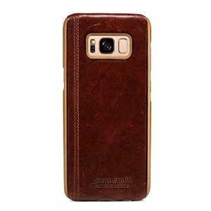 Кожаный чехол накладка Pierre Cardin для Samsung Galaxy S8 Темно коричневый